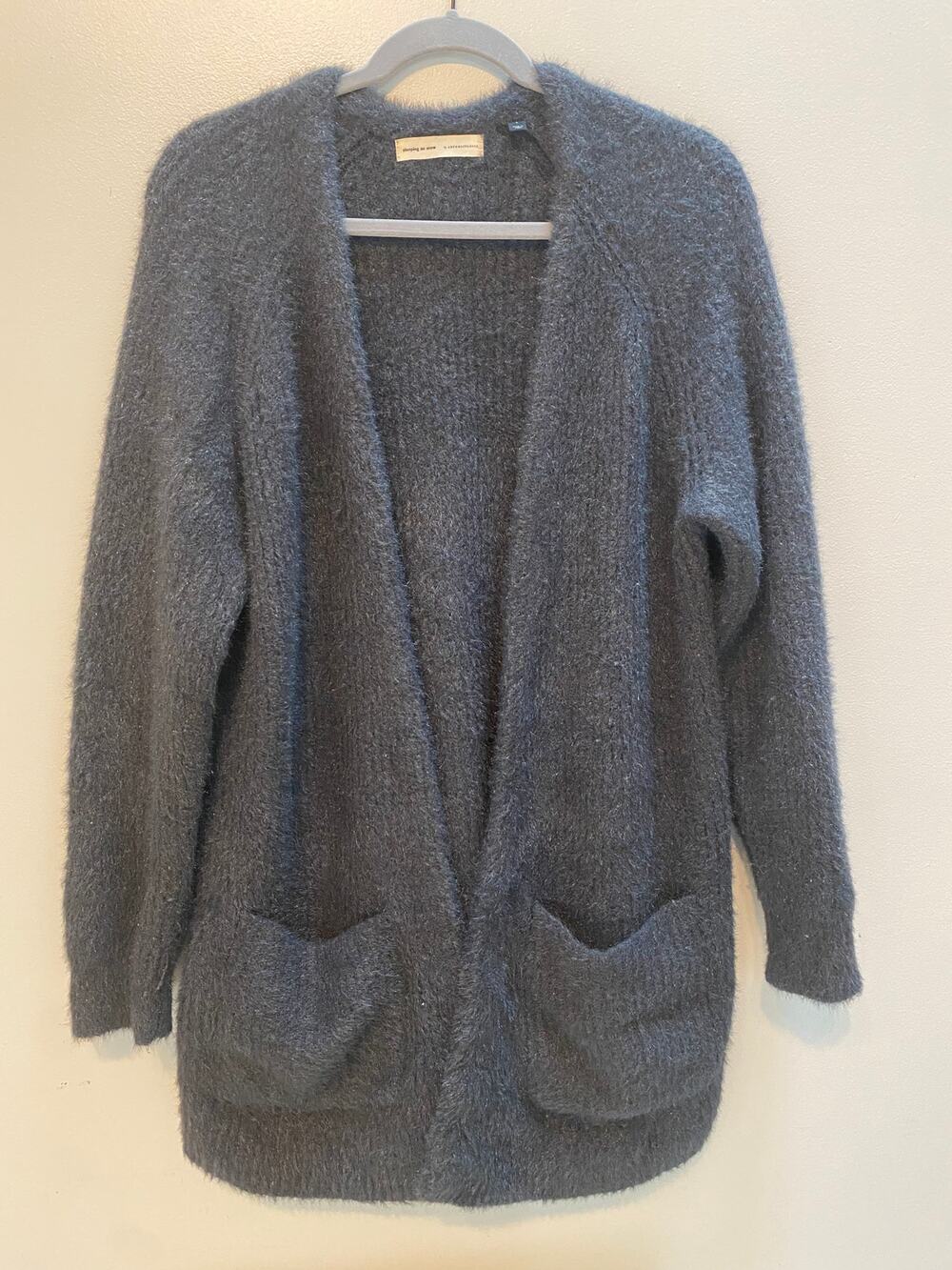 Anthropologie Sleeping on Snow Open Fr Alpaca Eyelash Cardigan Gray L